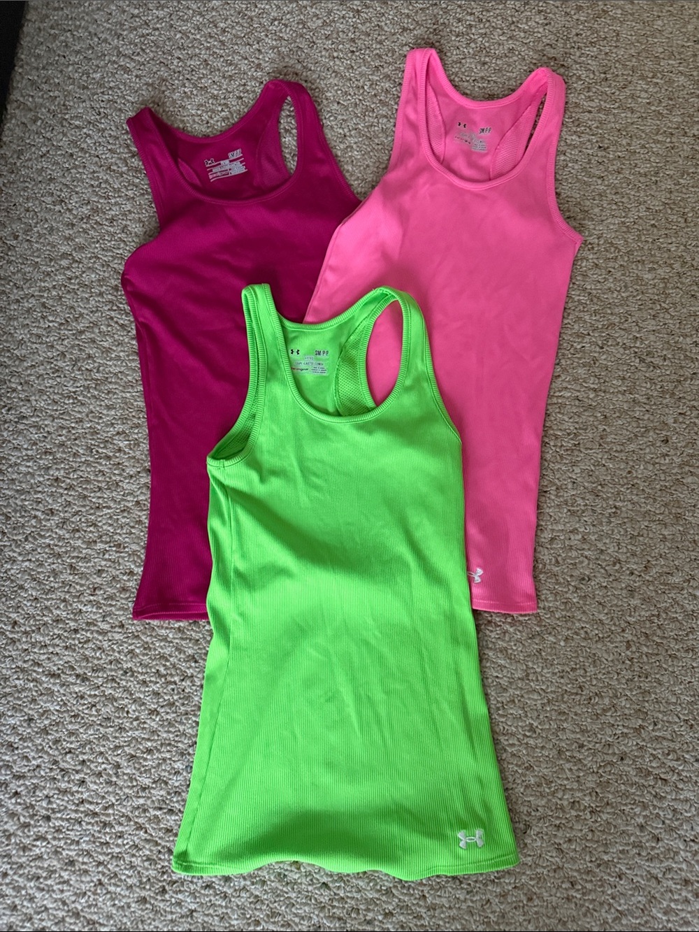 Under Armour Girls' Neon Green, Hot Pink & Magenta Racerback Tanks